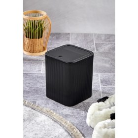 Resim Line Çizgili Kare Kapaklı Klik Çöp Kovası Banyo Mutfak 