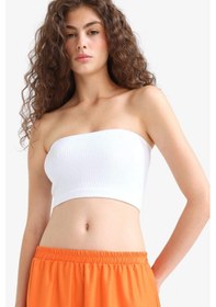 Resim Defacto Fitted Seamless Straplez Bluz F9409ax25hswt34 Beyaz 