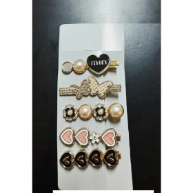 Resim MCM Group Gold Tema 5 Li Set Saç Tokası Seti Çoklu Figürlü Toka Seti - Kalp- Kelebek - Min 