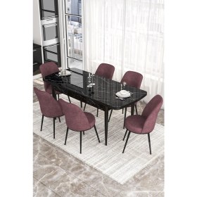 Resim Canisa Concept Kor Serisi 70X114 Açılabilir Siyah Mermer Mutfak Masa Takımı 