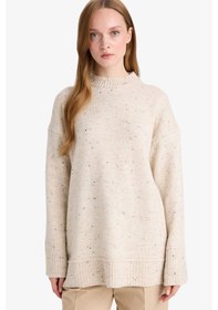 Resim Defacto Loose Fit Bisiklet Yaka Triko Tunik F3242ax25wner99 Ekru 