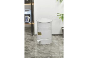 Resim Pedallı Metal Galvaniz Mutfak Banyo Kapaklı Çöp Kovası 30 Lt Beyaz 