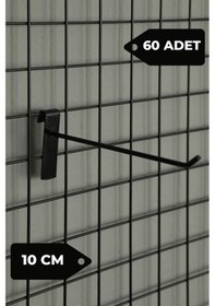 Resim 10 Cm 60 Adet Siyah Tel Pano Kancası Raf Askısı Siyah 