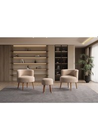 Resim Panda Çay Seti Berjer Ve Puf Takımı Salon, Balkon, Ofis 3 Lü Takım Vizon Vizon 