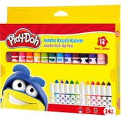 Resim Nessiworld Play-Doh Jumbo Keçeli Kalem Karton 12 Renk 8 mm 