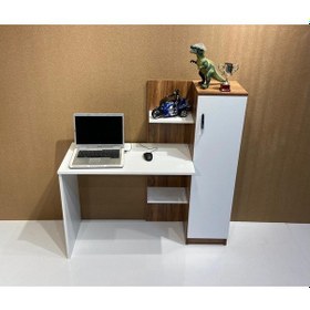 Resim Bicabin Bicabin Narin Trend Raflı Dolaplı Çalışma Masası Garda Beyaz Beyaz - Ceviz 