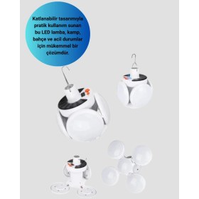 Resim Zero Land Techmrt Katlanabilir 5 Kanatlı Solar LED Bahçe ve Kamp Lambası 