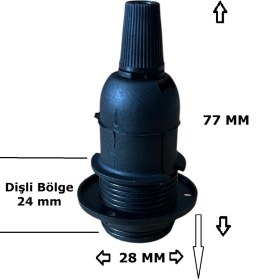 Resim İtalyan E14 Duy (MİNİ DUY) Bakalit Geçmeli Yarım Diş Siyah (250V-2A) 5 Adet 