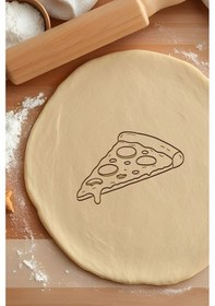 Resim Pizza Dilimi Kurabiye Kalıbı, Hamur Şekillendirici, Bisküvi Kalıbı, Kolay Kesim Ucu Beyaz 