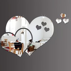 Resim Adetlik, 5 Adet, Kalp Şeklinde Akrilik Ayna Duvar Stickerları, 3D Ev Aynaları, Kendinden Yapışkanlı ve Çıkarılabilir, Ev Dekorasyonu İçin Uygun 