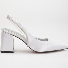 Resim Saten Topuk Taşlı Gümüş Büyük Numara Kadın Ayakkabı Topuklu Abiye-2676-gümüş 