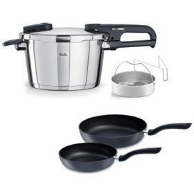 Resim Fissler Vitaquick Edition 4,5 Litre Düdüklü Tencere + Tava Set 
