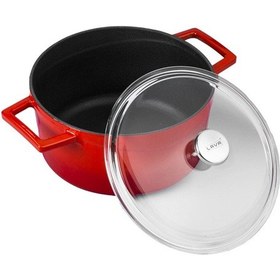 Resim Lava Döküm Yuvarlak Tencere Cam Kapaklı Glaze 20 CM 