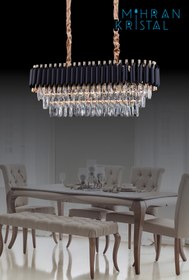 Resim Almira MİHRAN KRİSTAL ALMİRA YEMEK MASASI SİYAH SARI KRİSTAL TAŞLI 