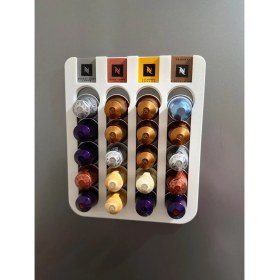 Resim Kapsül Kahve Standı Buzdolabı Için Mıknatıslı 20 Kapsül Kapsül Tutucu 