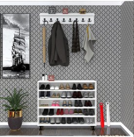 Resim Kenzlife Ayakkabılık Fotin5 Byz 83 100 30 Kapaksız 5 Raflı 25 Çift Ayakkabı Kapasitesi Ahşap 