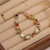 Resim Vintage Zarafet Çok Renkli Doğal Zirkonyum Bileklik, Altın Kaplamalı Bakır, Tüm Mevsimler İçin Unisex Moda Aksesuarı, Hediyeler ve Tatiller İçin İdeal 