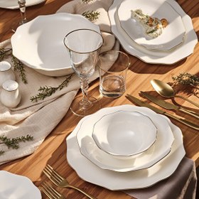 Resim Emsan Maria Fine Bone 59 Parça 12 Kişilik Yemek Takımı Yuvarlak Gold 600.15.01.2579 