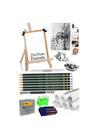 Resim Dereceli Kurşun Kalem Seti 25x35 Duralit Masaüstü Drawing Şövale Set Resim Kağıdı Kalem Uzatma Gölgelendirme Dağıtıcı 
