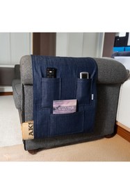 Resim DENİMTİME 3 Cepli Pratik Koltuk Kenarı Düzenleyici - Mavi TV Organizer 