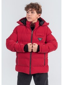 Resim Pina Kids Nova Kumaş Kapüşonlu Erkek Çocuk Kışlık Mont Km2509 Kırmızı 