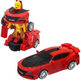 Resim Kutulu Pilli Robot Olan Araba 16 cm Dönüşebilen Işıklı ve Sesli Oyuncak 