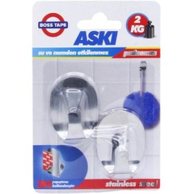 Resim Boss Tape 3M Paslanmaz Inox Küçük Boy Askı 2 Kg Taşır 2'Lİ Tek Paket 