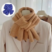 Resim Kadınlar için Şık Örgü Eşarp, Kısa Çapraz Boyun, Kalınlaştırılmış Polyester, Düğmeli Sıcak, Açık Hava İçin Çok Yönlü, Yıkanabilir, Düz Renk, Beyaz, Siyah, Bej, Mavi - Çeşitli Renklerde Mevcut 