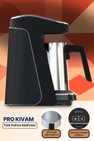 Resim GoldMaster Prokıvam İnox Siyah Geniş Hazne Çelik Cezveli Akıllı Yerleştirmeli Türk Kahve Makinesi 