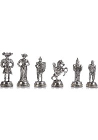 Resim Gifthome Orta Boy Metal İspanyol Satranç Takımı Parlak Ve Masif Ahşap Çekmeceli Tahtası 38x38x6 Cm. 