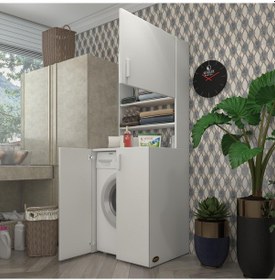 Resim Kenzlife Çamaşır Makinesi Dolabı Kasparovmdf Byz 180 066 55-20 % 100 Mdf Full Mdf Banyo Kapaklı Arkalıksız Çok Renkli 