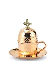 Resim 2 Kişilik Dövme Bakır Kahve Takımı 