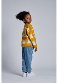 Resim Miababy Ayıcık Desenli Hırka T-shirt Denim Pantolon Takım Hardal 
