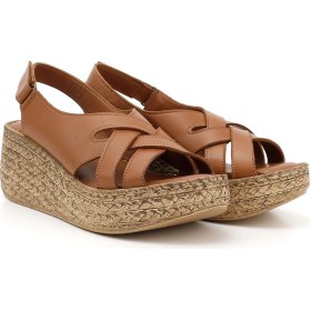 Resim Gönderi R Kadın Taba Antik Cırt Bantlı Dolgu Topuk Hakiki Deri Sandalet Dyza70945777 Taba 