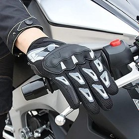 Resim Motosiklet Eldivenleri, Bisiklet Eldivenleri, Nefes Alabilir Şok Emme Tam Parmak Doğa Sporları Için Bisiklet Eldivenleri Sürme Bisiklete Binme(XL) 