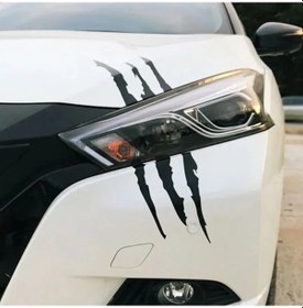 Resim Ranyeek Siyah Pet Araba Aydınlatma Kaplama Sticker - Yırtık Kapatıcı, Yansıtıcı Canavar Pençe Desenli 40x12cm 