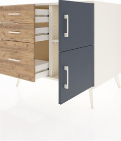 Resim Kronos Şifonyer Tek Raflı 3 Çekmeceli 2 Kapaklı 88x59x80 Aytaşı-antrasit/çam Antrasit/çam 