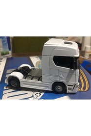 Resim metaş oyuncak Oyuncak Metal Model Işıklı Sesli Beyaz Scania Tır Çek Bırak 12 cm 