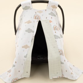 Resim Puset Örtüsü - Çift Taraflı - Açık Yeşil Muslin - Yeşil Gökkuşağı 