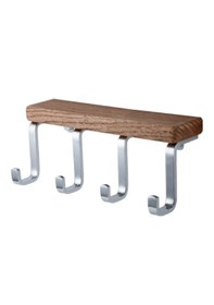 Resim Çelik Banyo Paslanmaz Pirinç Selvi 4 Lü Askılık Ahşap 
