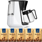 Resim Tchibo Filtre Kahve Makinesi Let's Brew Beyaz + 5 Paket Gold Selection 250 Gr 