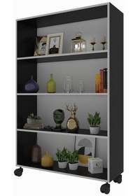 Resim Kenzlife Kitaplık Beril 148 090 020 Gri Tekerlekli Mutfak Dolabı Banyo Ofis Ayakkabılık Kiler 