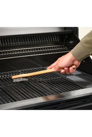 Resim TEZPAZAR Grilltider Barbekü Mangal temizleme Fırçası Uzunluk 42 cm Ahşap Saplı Paslanmaz Çelik Fırça I.k:e.a 