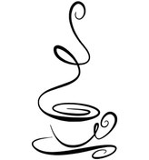 Resim Çizgisel Kahve Bardağı - Araç, Oto, Laptop, Duvar Uyumlu Sticker 25 45 Cm 