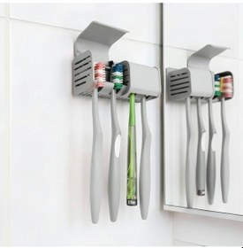 Resim Gri Kendinden Yapışkanlı Hijyenik Diş Fırçası Asacağı Askılığı Askılık Diş Fırçalık Banyo Organizer 