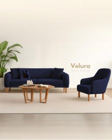 Resim Velura Home & Living Lara Koltuk Takımı & Oturma Grubu - Lacivert (3+3+1+1) 