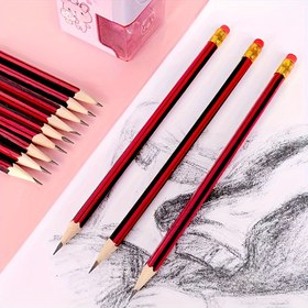 Resim 50 Premium HB Kalem Üst Silgi ile, 0.5mm Kurşun, Ahşap Gövde - Çizim, Yazma ve Çizim için İdeal - Temel Öğrenme Kırtasiye Malzemeleri 