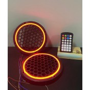 Resim Bi Moda 1 Takım 16 cm (2 Adet) Noen Rgb LED Midrange Kapağı Işıklı Midrange Hoparlör Kapağı Kumanda Adaptör 