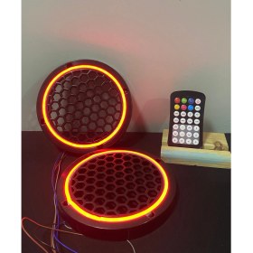 Resim Bi Moda 1 Takım 16 cm (2 Adet) Noen Rgb LED Midrange Kapağı Işıklı Midrange Hoparlör Kapağı Kumanda Adaptör 