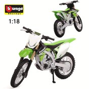 Resim BURAGO 1:18 Ölçekli Alaşım Kawasaki KX450F Motosiklet Modeli - Gerçekçi Detaylara Sahip Yeşil Oyuncak Kir Bisikleti, Erkekler ve Gençler için Mükemmel Doğum Günü Hediyesi 